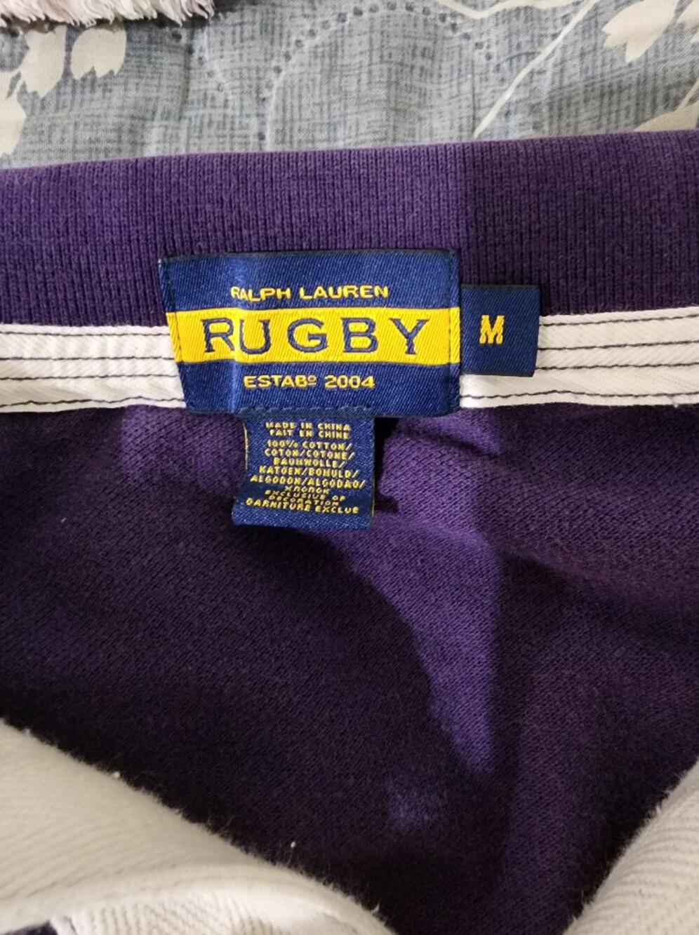 Ralph Lauren Purple Polo with White Diagonal Stripe and Green WALES. S-M - Picture 4 of 7